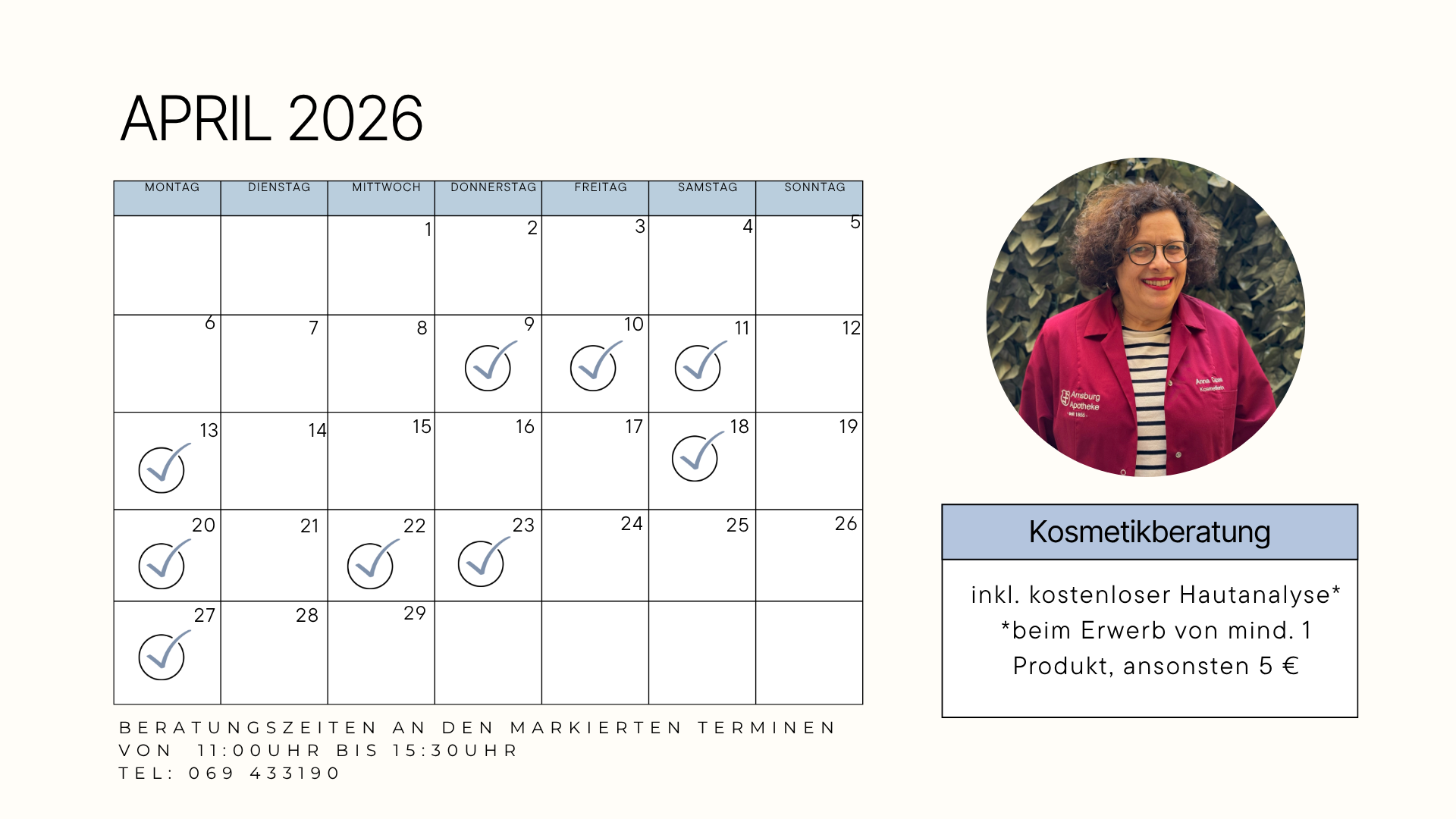 Kosmetiktermine für Februar 2026 der Arnsburg Apotheke